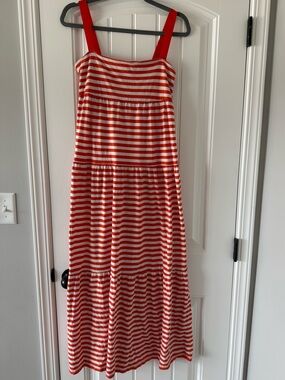 Old Navy Orange and White Striped Sundress Size Small